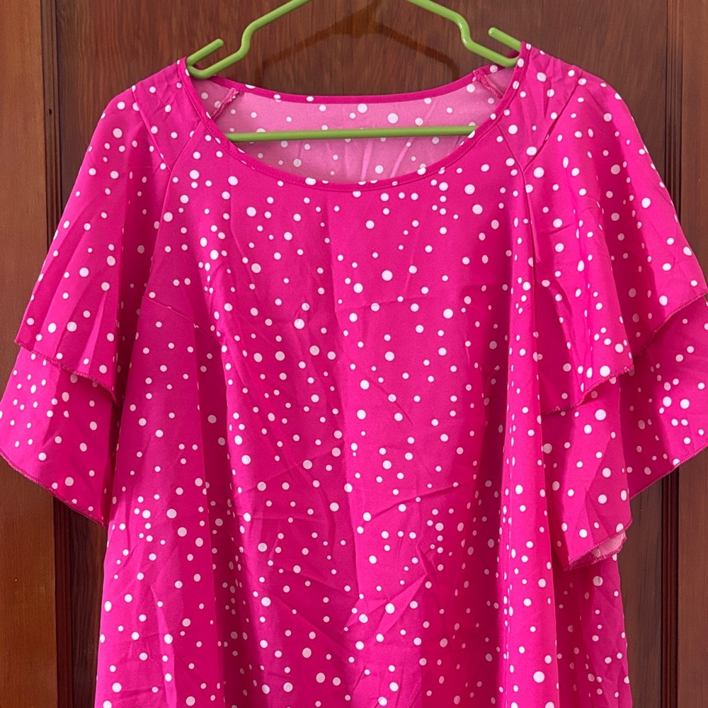 Vibrant Pink Polka Dot Blouse